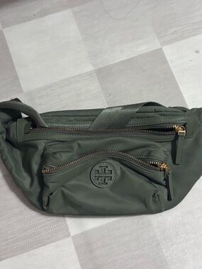 Tory Burch Olive Green Nylon Waist Bag with Gold Hardware